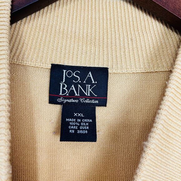 Jos A Bank Silk Sweater Size XXL Mock Neck Yellow‎ Gold Vintage Business - Picture 7 of 13